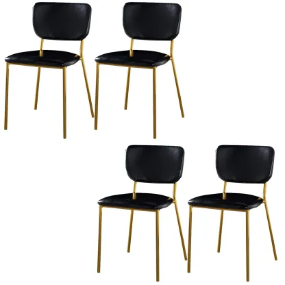 Glam Open Back Armless Stackable Faux Leather Dining Chair Image - 22