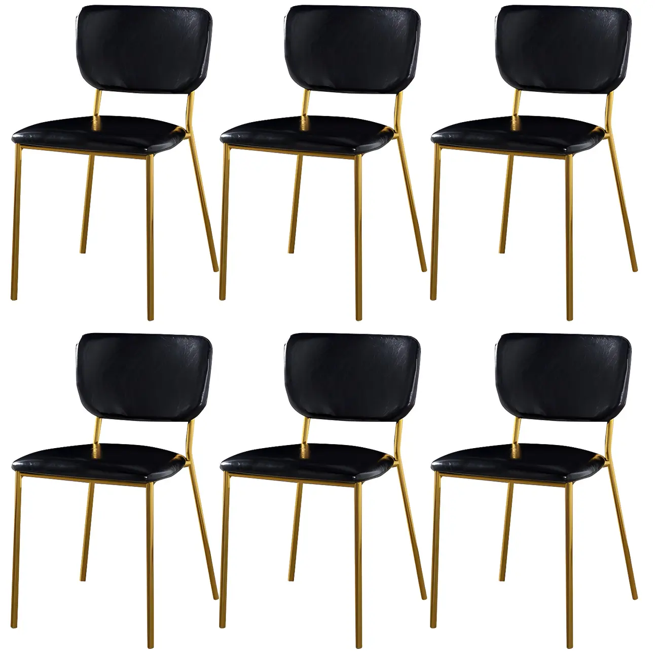 Glam Open Back Armless Stackable Faux Leather Dining Chair Image - 23 | homeyfad