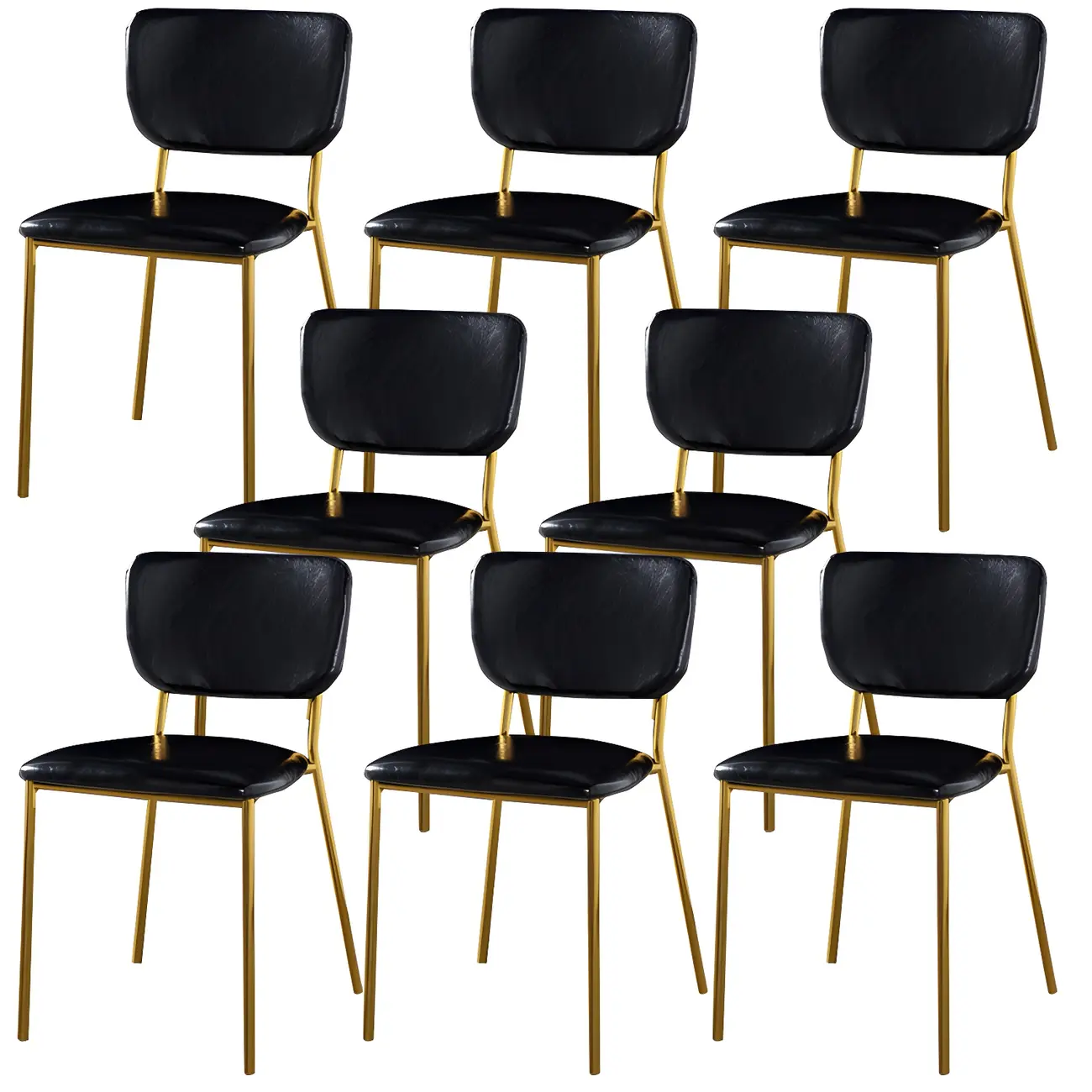 Glam Open Back Armless Stackable Faux Leather Dining Chair Image - 24 | homeyfad