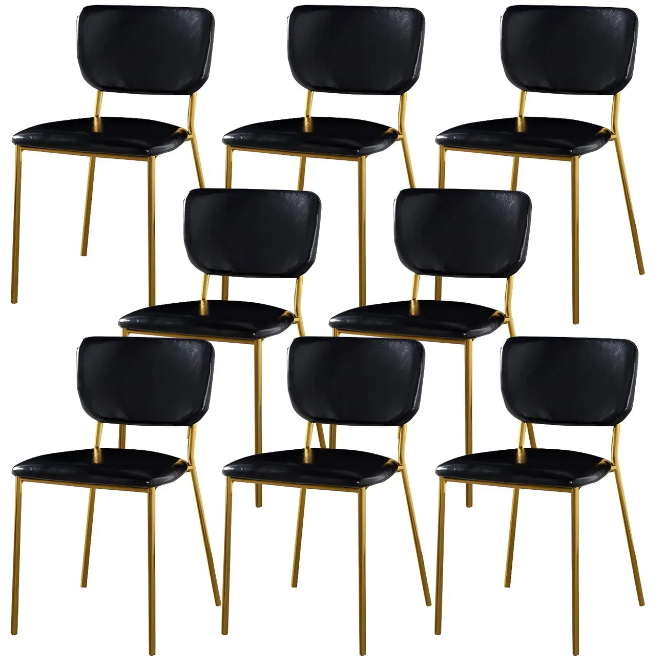 Glam Open Back Armless Stackable Faux Leather Dining Chair Image - 24