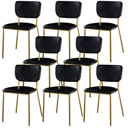 Glam Open Back Armless Stackable Faux Leather Dining Chair Image - 24