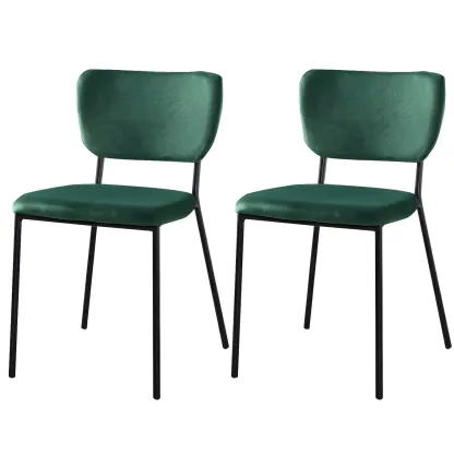 Glam Open Back Armless Stackable Faux Leather Dining Chair Image - 26