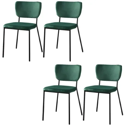 Glam Open Back Armless Stackable Faux Leather Dining Chair Image - 27