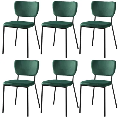 Glam Open Back Armless Stackable Faux Leather Dining Chair Image - 28