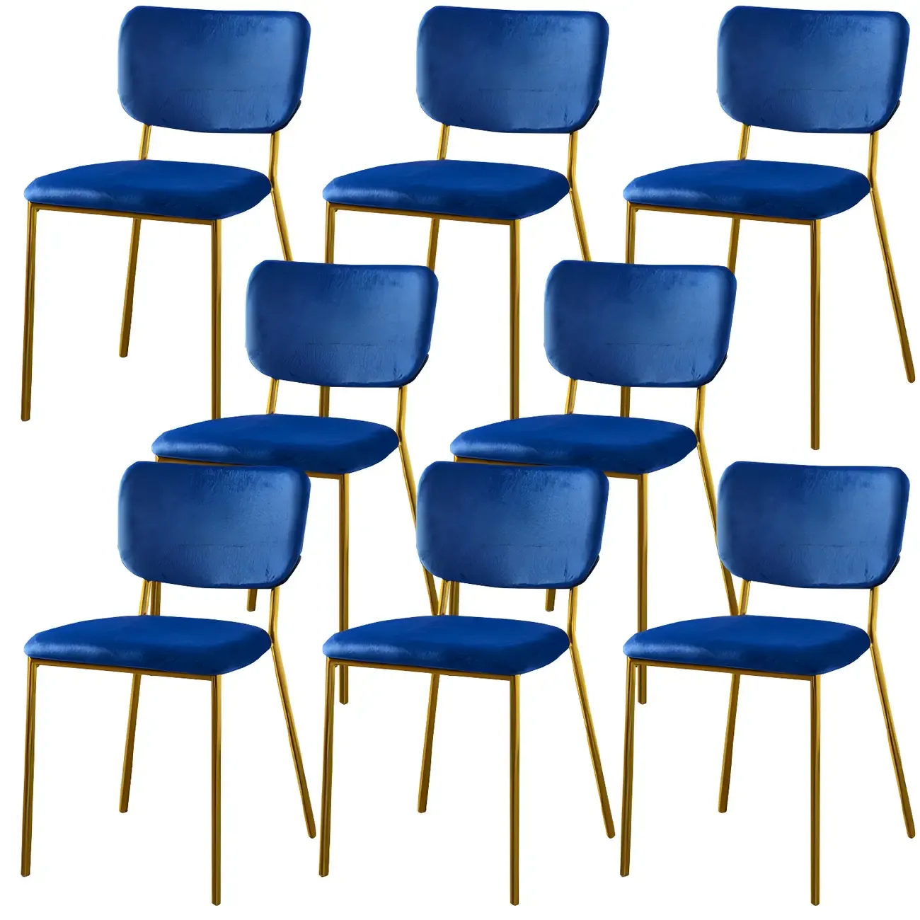 Glam Open Back Armless Stackable Faux Leather Dining Chair Image - 34