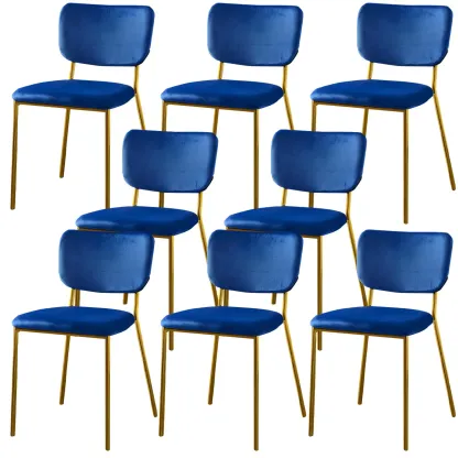 Glam Open Back Armless Stackable Faux Leather Dining Chair Image - 34