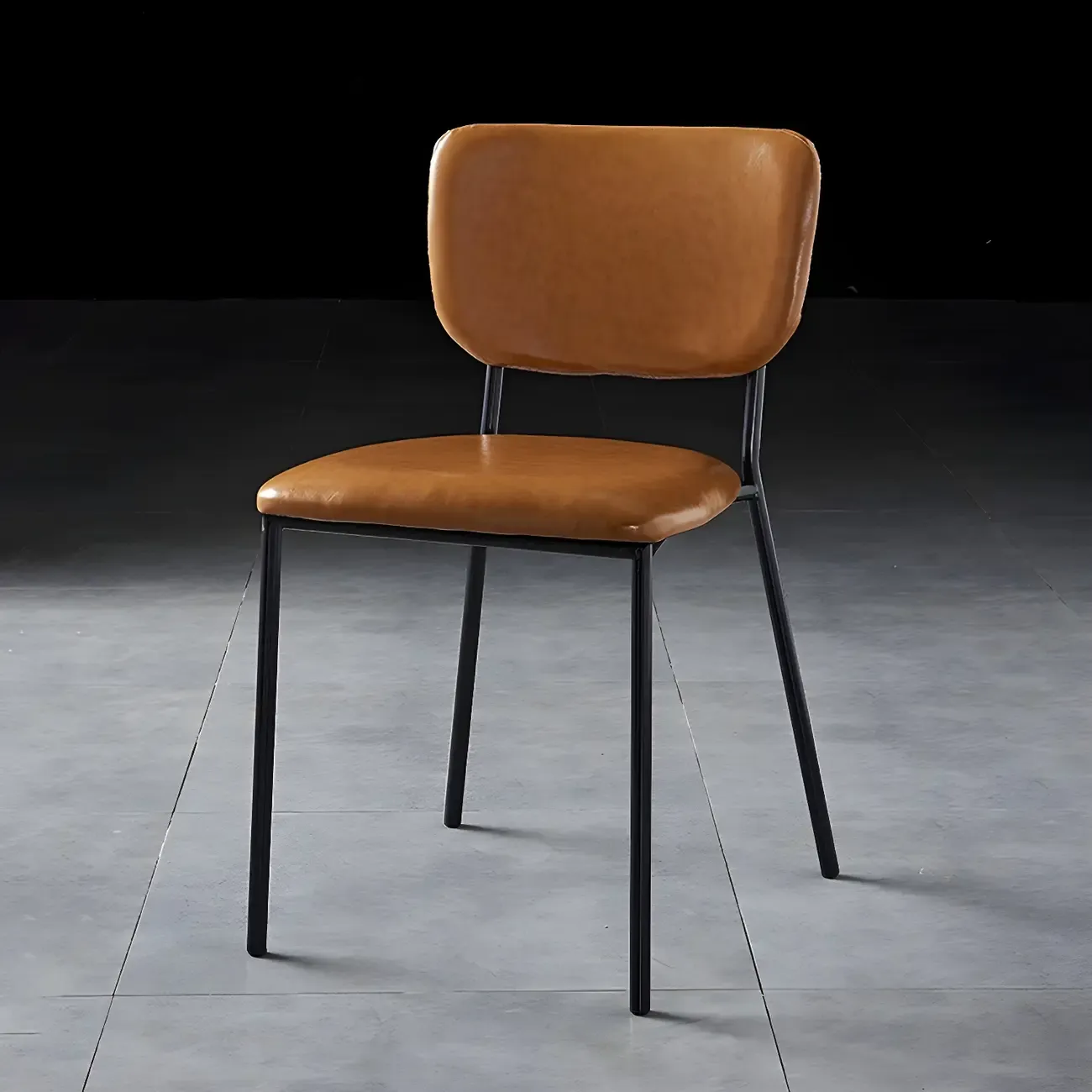 Glam Open Back Armless Stackable Faux Leather Dining Chair Image - 35