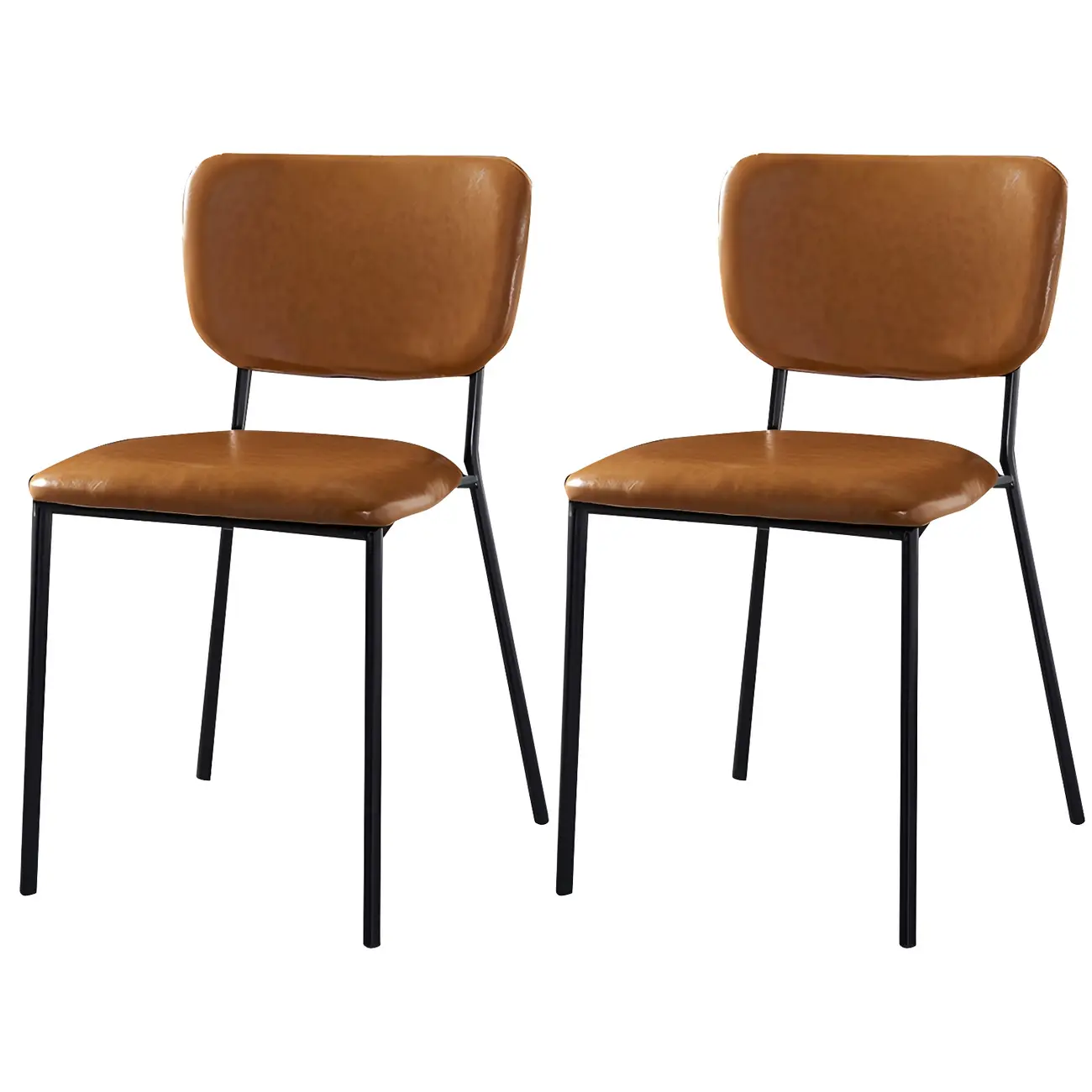 Glam Open Back Armless Stackable Faux Leather Dining Chair Image - 36 | homeyfad