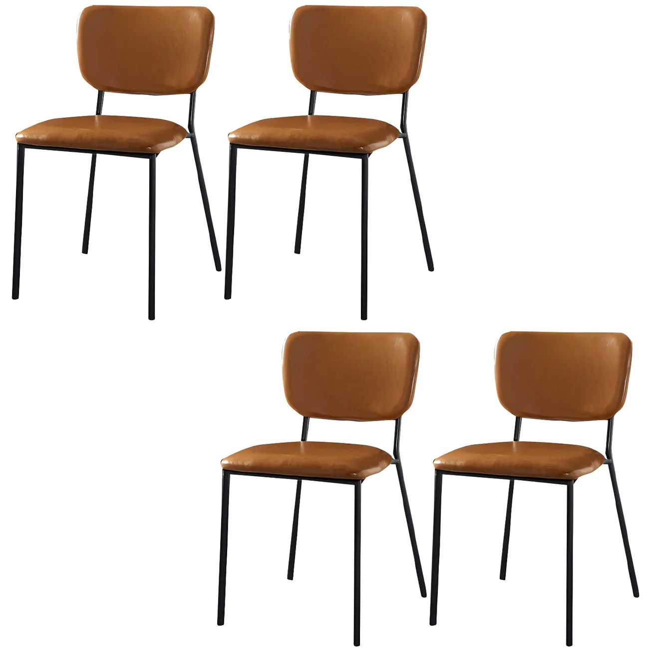 Glam Open Back Armless Stackable Faux Leather Dining Chair Image - 37 | homeyfad