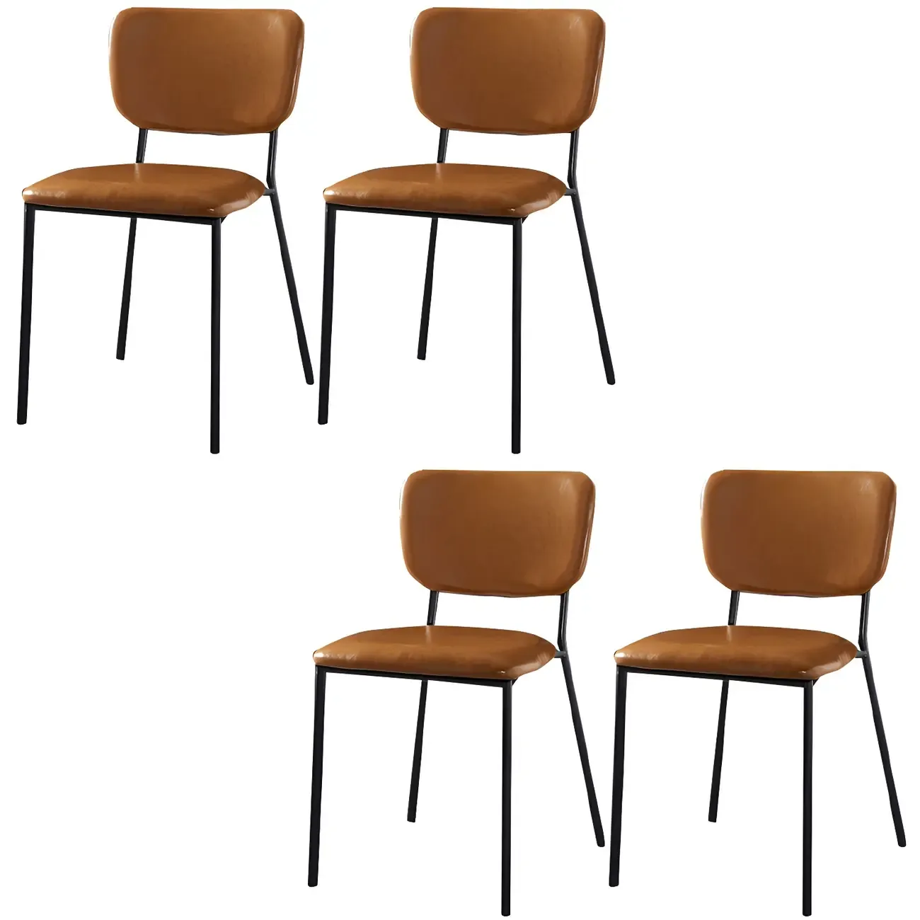 Glam Open Back Armless Stackable Faux Leather Dining Chair Image - 37