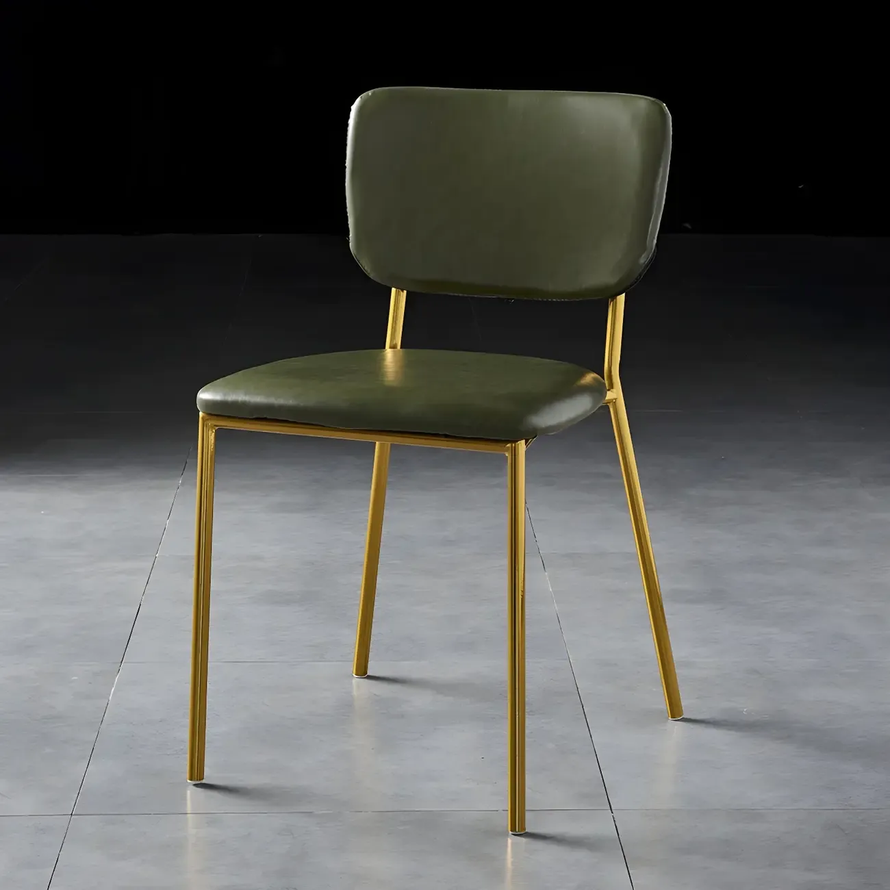 Glam Open Back Armless Stackable Faux Leather Dining Chair Image - 40