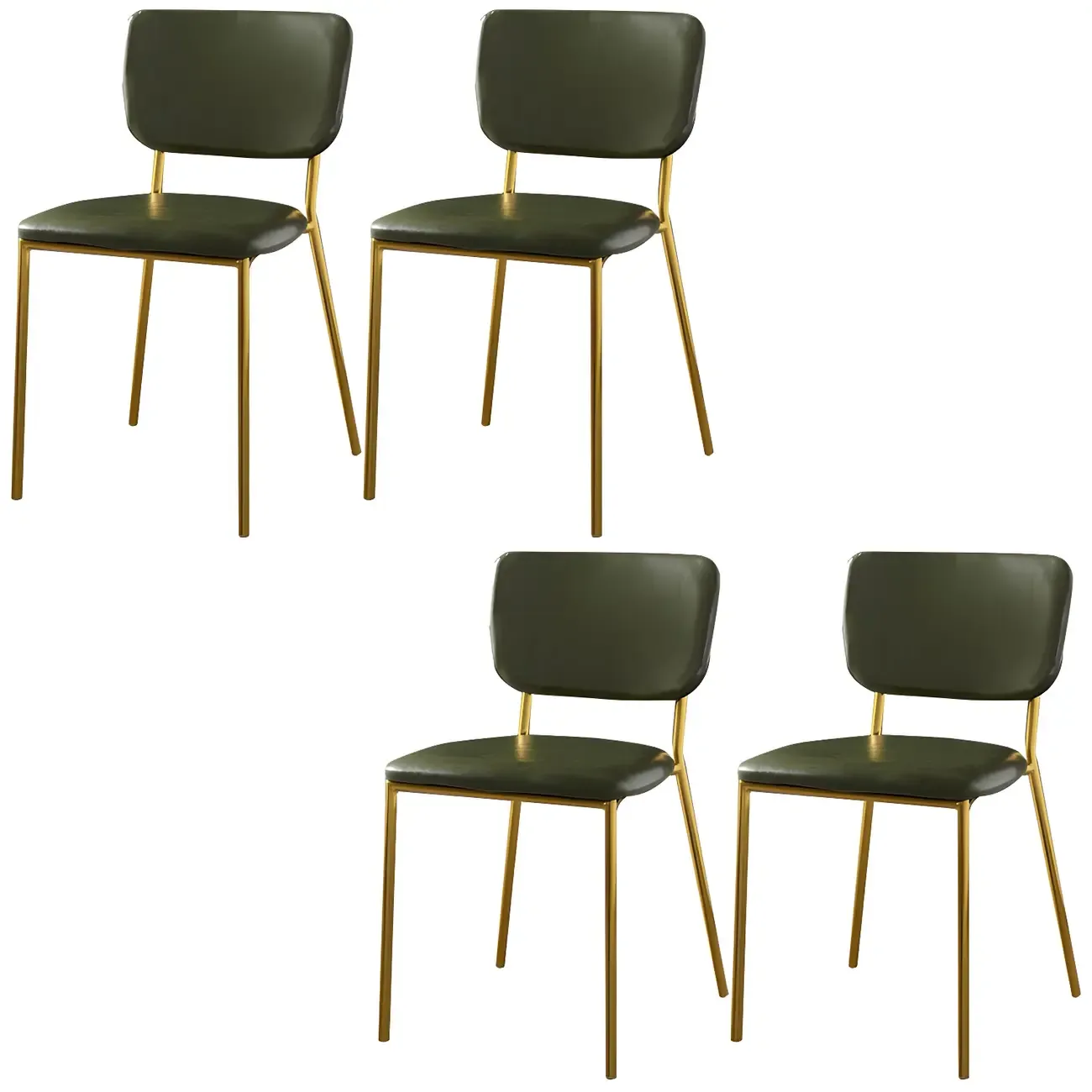 Glam Open Back Armless Stackable Faux Leather Dining Chair Image - 42