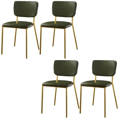 Glam Open Back Armless Stackable Faux Leather Dining Chair Image - 42