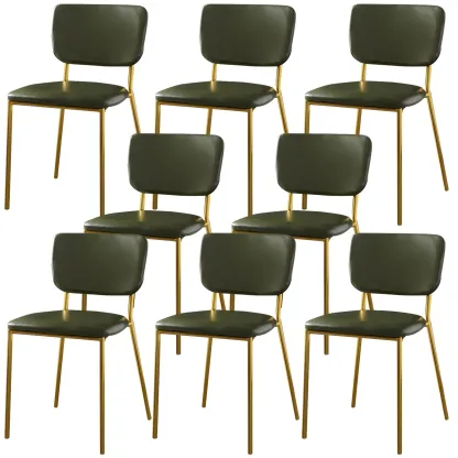 Glam Open Back Armless Stackable Faux Leather Dining Chair Image - 44