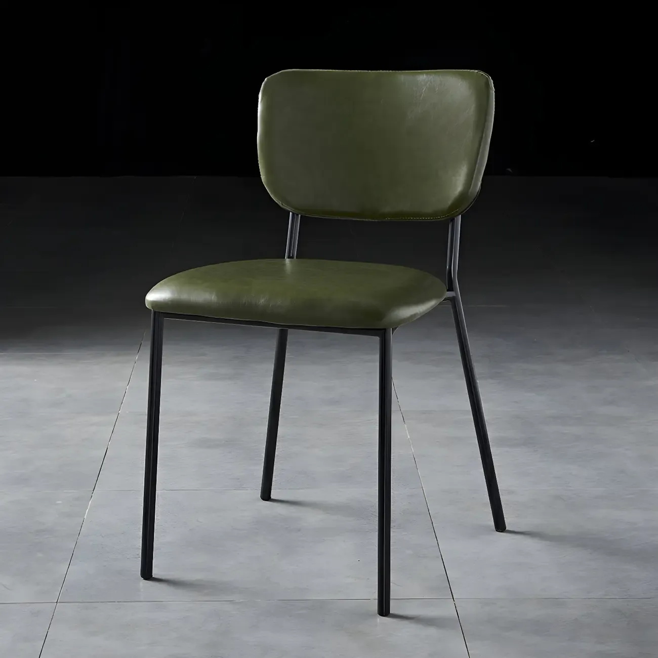 Glam Open Back Armless Stackable Faux Leather Dining Chair Image - 45