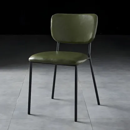 Glam Open Back Armless Stackable Faux Leather Dining Chair Image - 45