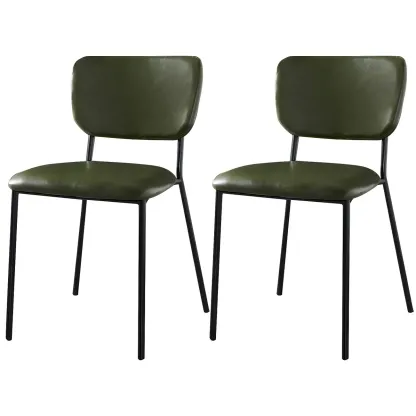 Glam Open Back Armless Stackable Faux Leather Dining Chair Image - 46