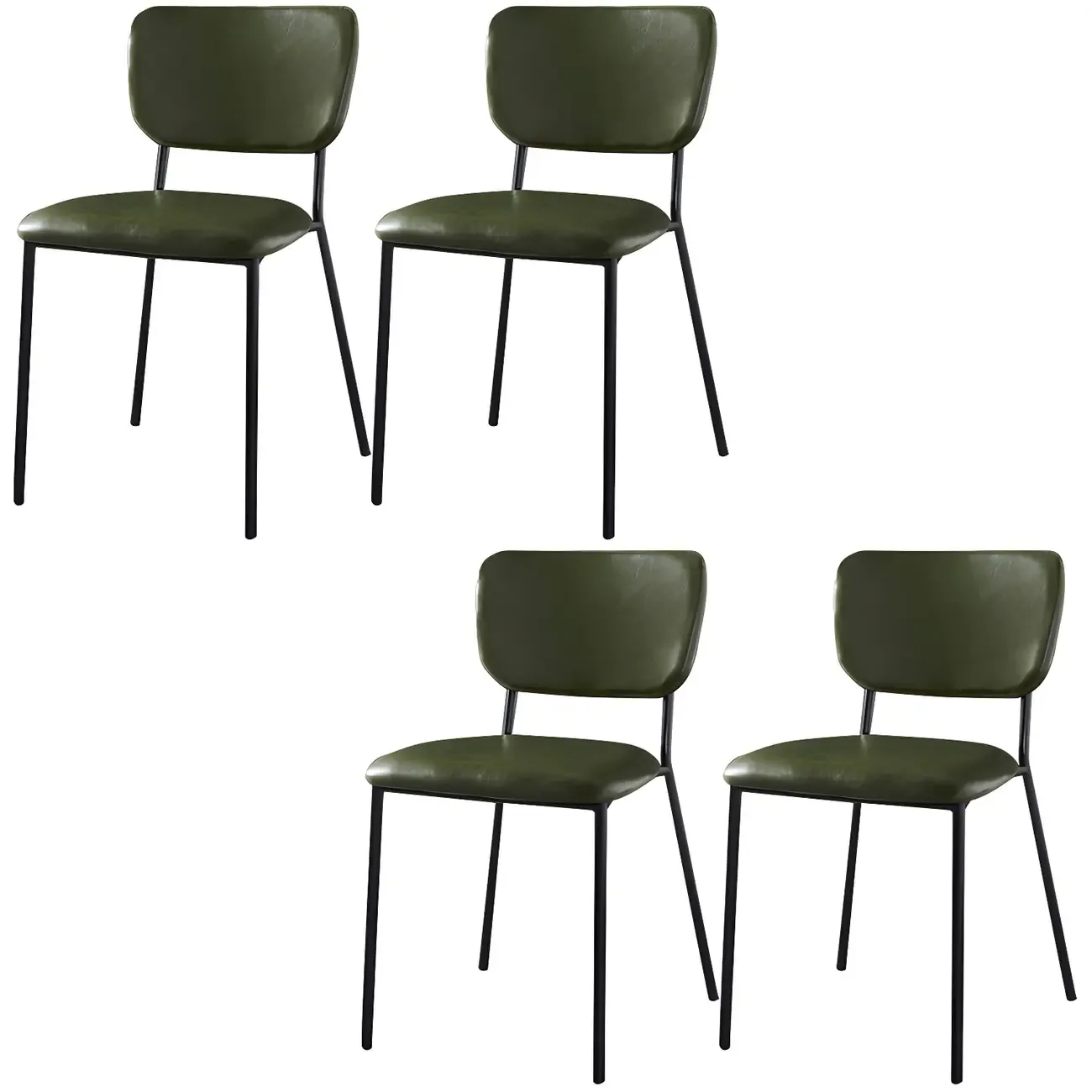 Glam Open Back Armless Stackable Faux Leather Dining Chair Image - 47