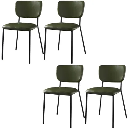 Glam Open Back Armless Stackable Faux Leather Dining Chair Image - 47