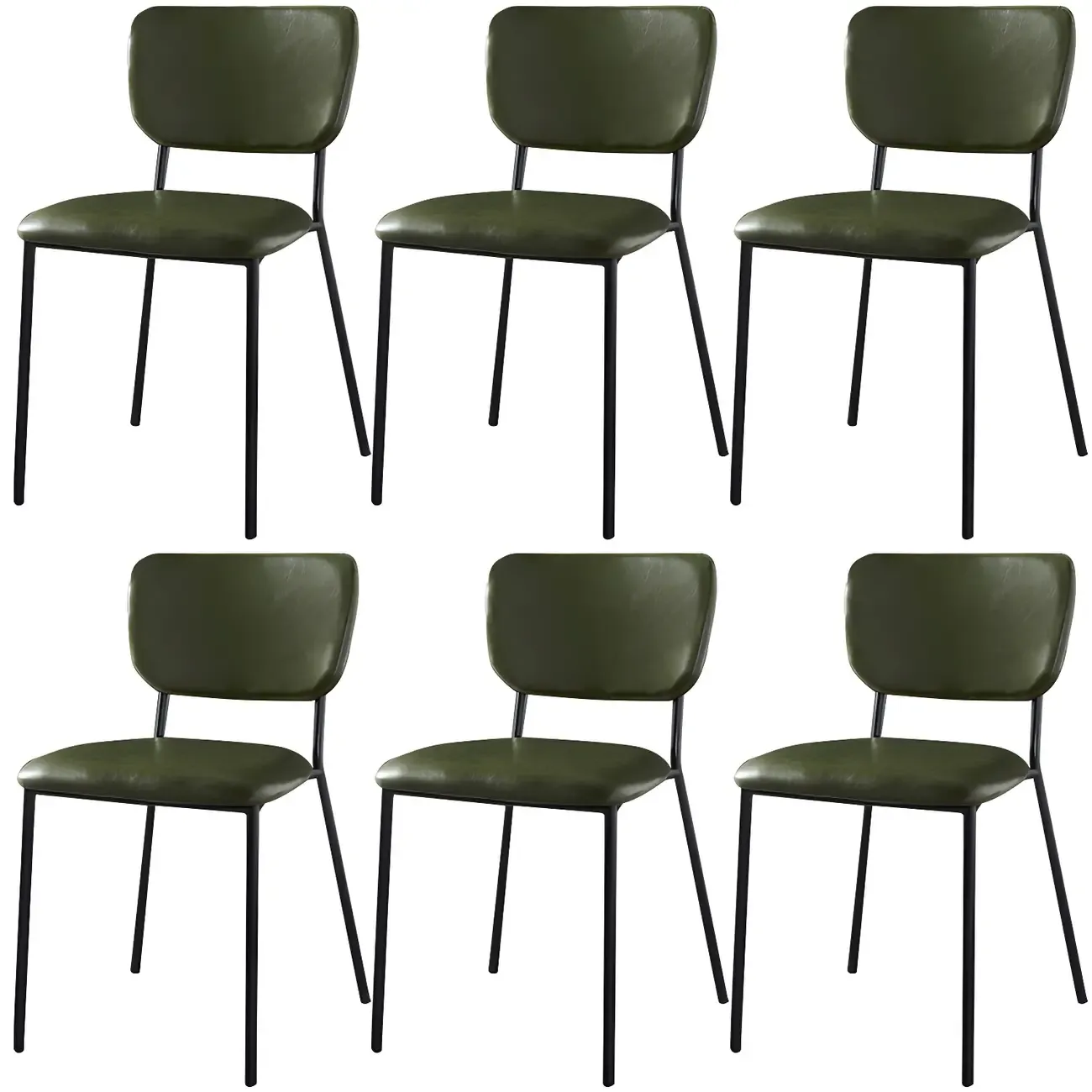 Glam Open Back Armless Stackable Faux Leather Dining Chair Image - 48