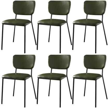 Glam Open Back Armless Stackable Faux Leather Dining Chair Image - 48