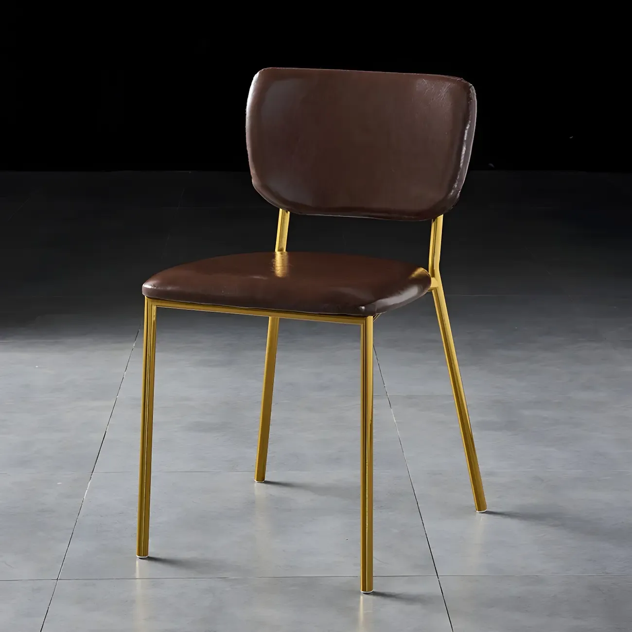 Glam Open Back Armless Stackable Faux Leather Dining Chair Image - 50