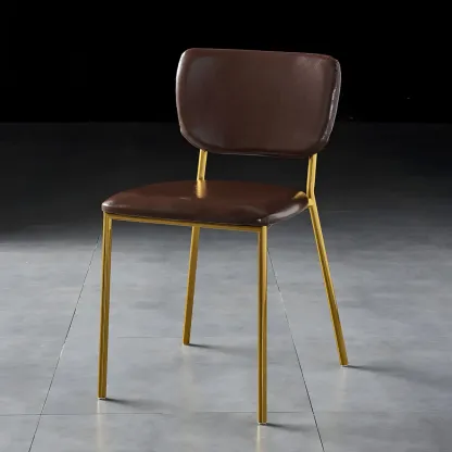 Glam Open Back Armless Stackable Faux Leather Dining Chair Image - 50