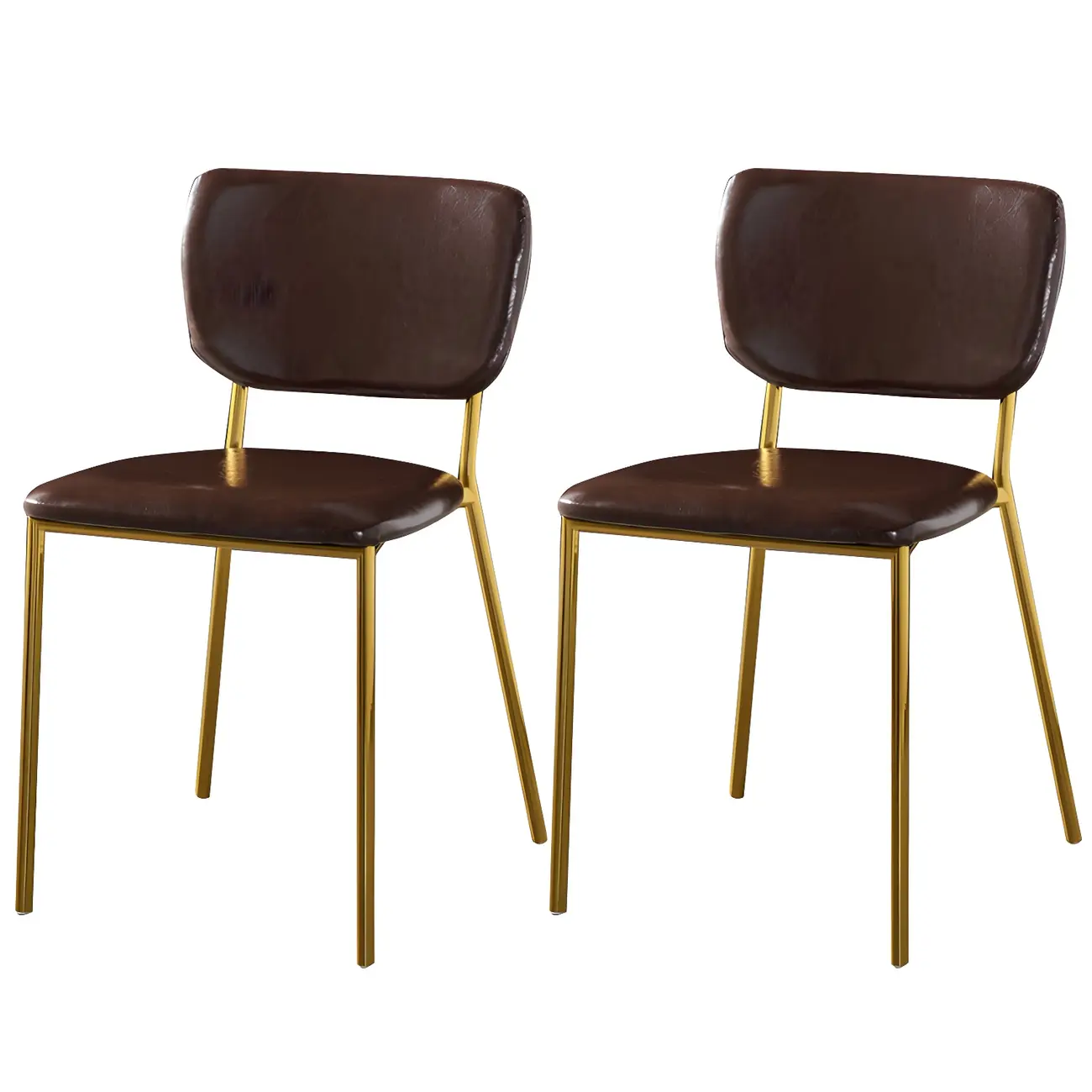 Glam Open Back Armless Stackable Faux Leather Dining Chair Image - 51 | homeyfad