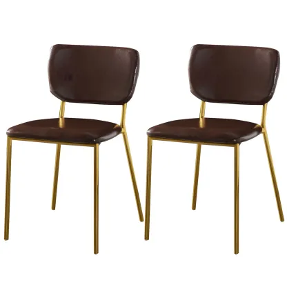 Glam Open Back Armless Stackable Faux Leather Dining Chair Image - 51