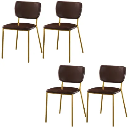 Glam Open Back Armless Stackable Faux Leather Dining Chair Image - 52