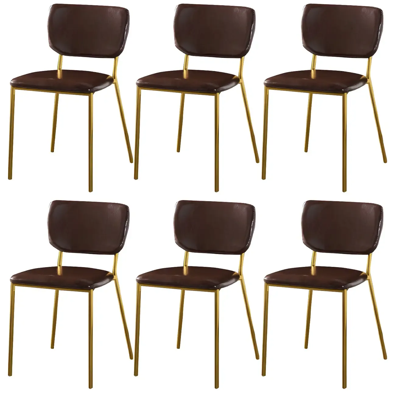 Glam Open Back Armless Stackable Faux Leather Dining Chair Image - 53