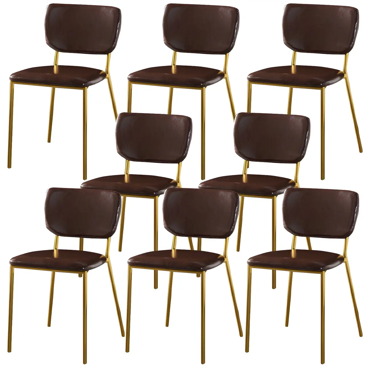 Glam Open Back Armless Stackable Faux Leather Dining Chair Image - 54 | homeyfad