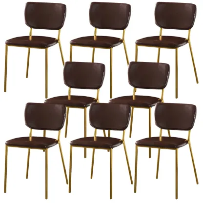 Glam Open Back Armless Stackable Faux Leather Dining Chair Image - 54