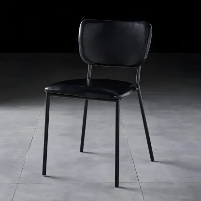 Glam Open Back Armless Stackable Faux Leather Dining Chair Image - 55