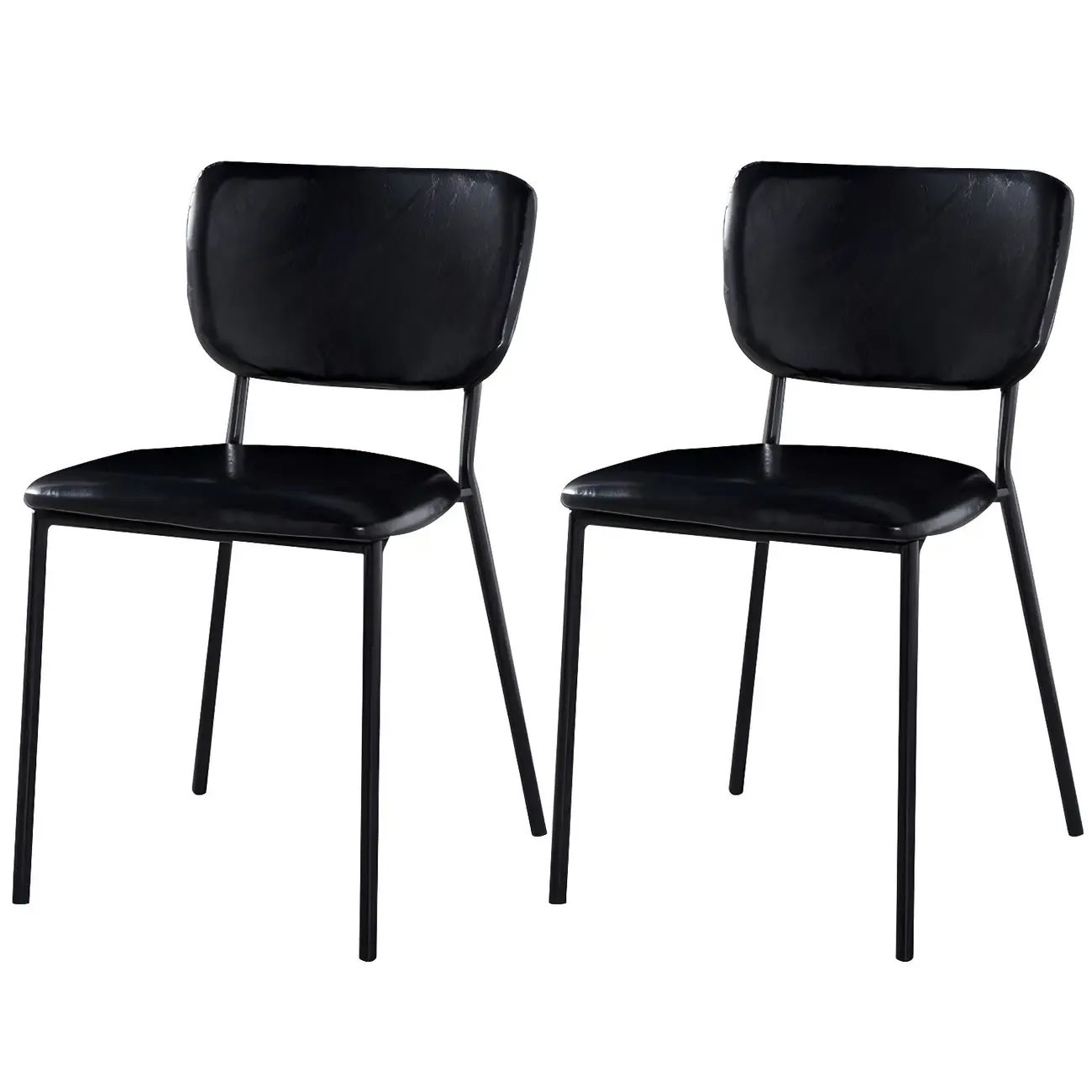 Glam Open Back Armless Stackable Faux Leather Dining Chair Image - 56