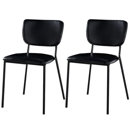 Glam Open Back Armless Stackable Faux Leather Dining Chair Image - 56