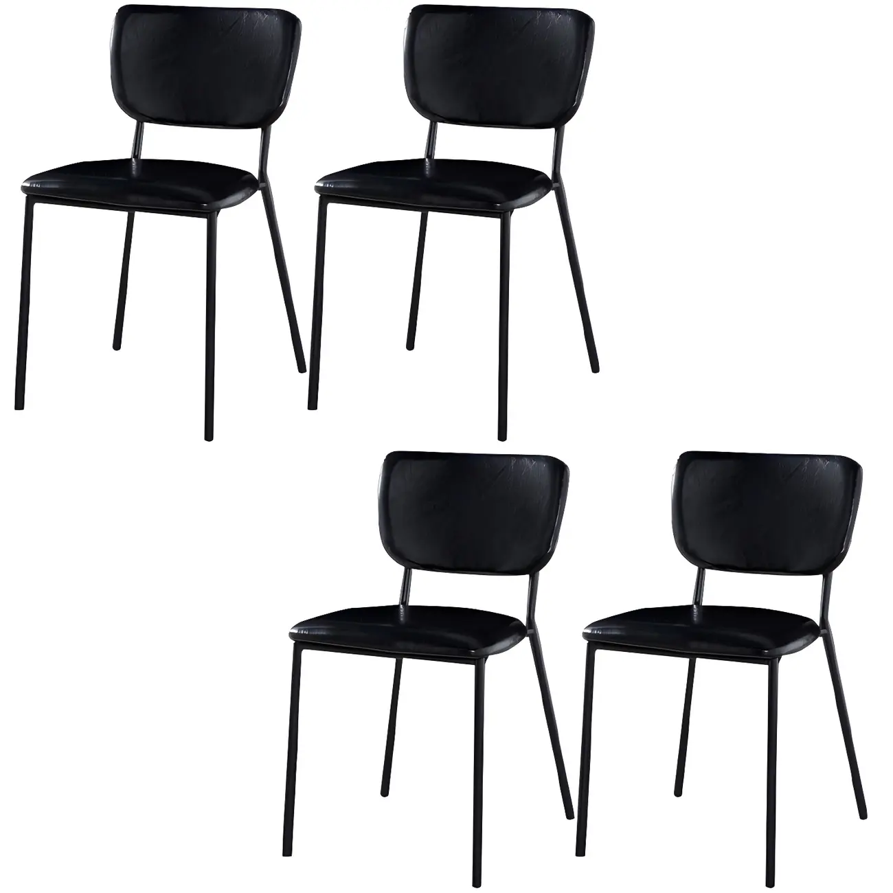 Glam Open Back Armless Stackable Faux Leather Dining Chair Image - 57 | homeyfad