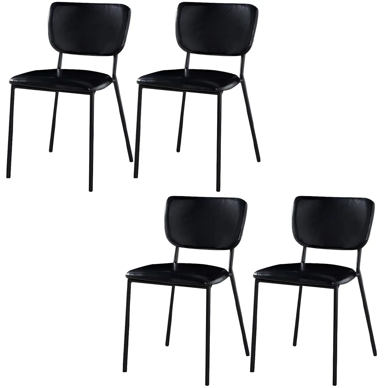 Glam Open Back Armless Stackable Faux Leather Dining Chair Image - 57