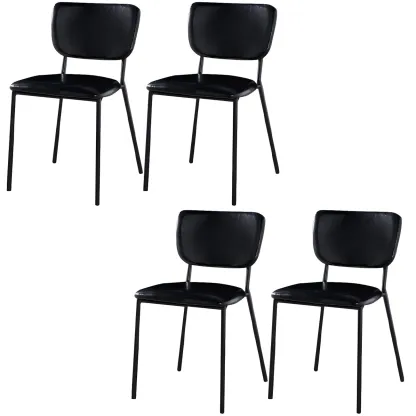 Glam Open Back Armless Stackable Faux Leather Dining Chair Image - 57