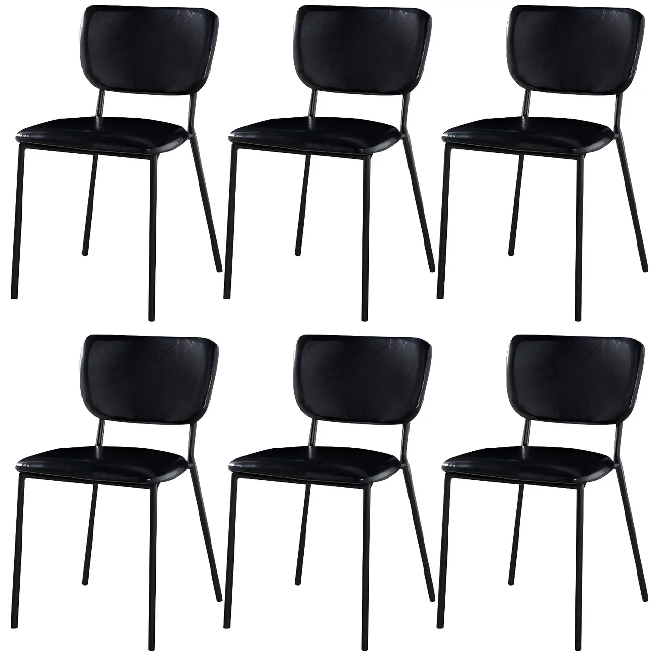 Glam Open Back Armless Stackable Faux Leather Dining Chair Image - 58 | homeyfad