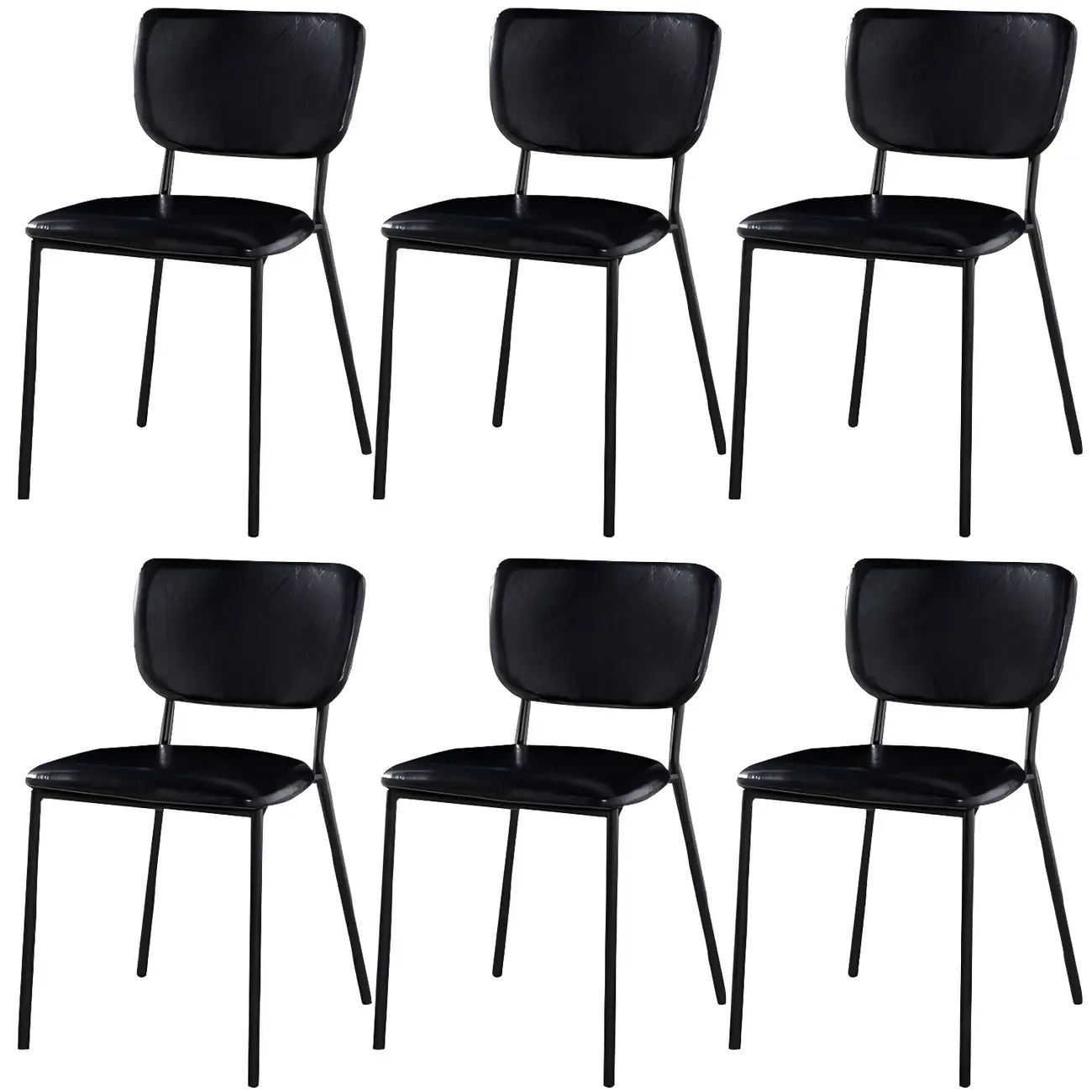 Glam Open Back Armless Stackable Faux Leather Dining Chair Image - 58