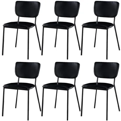 Glam Open Back Armless Stackable Faux Leather Dining Chair Image - 58