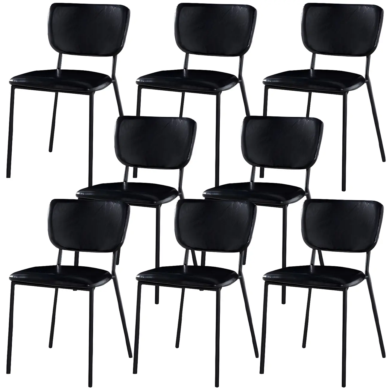 Glam Open Back Armless Stackable Faux Leather Dining Chair Image - 59 | homeyfad