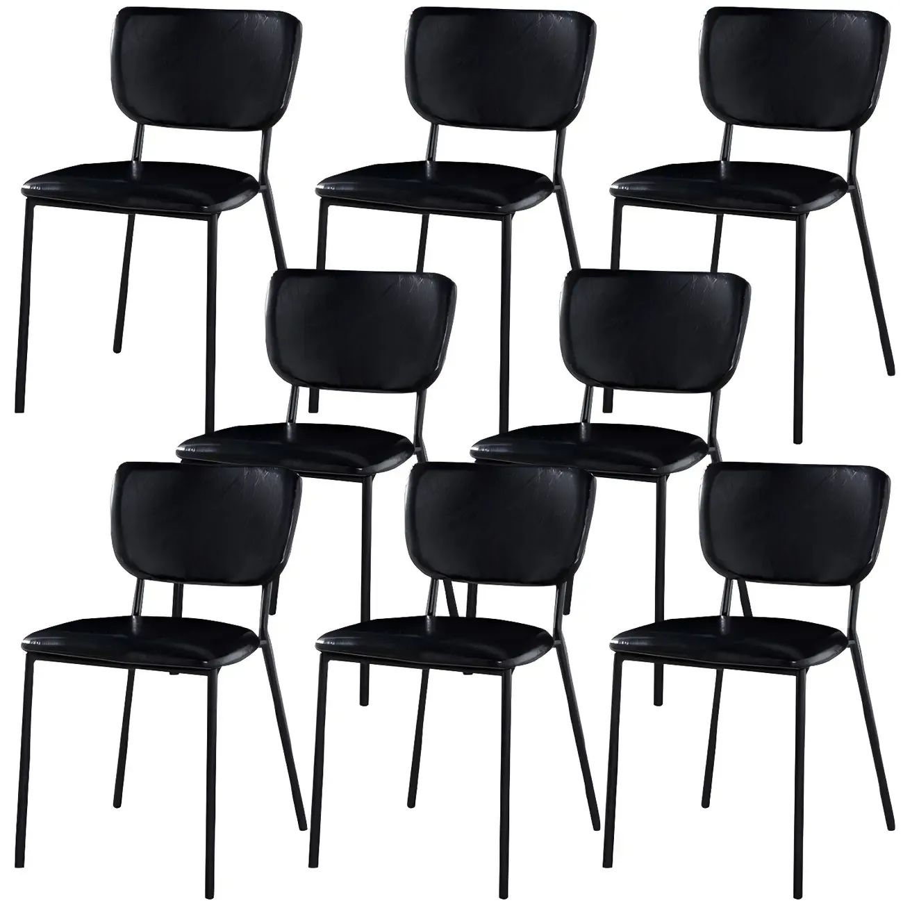 Glam Open Back Armless Stackable Faux Leather Dining Chair Image - 59