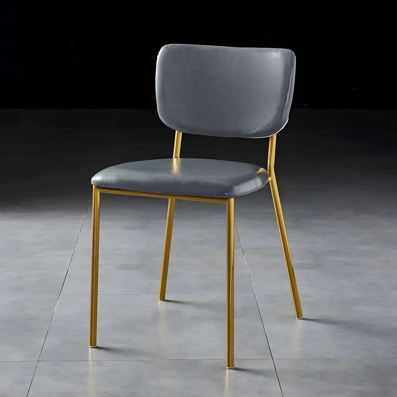 Glam Open Back Armless Stackable Faux Leather Dining Chair Image - 60