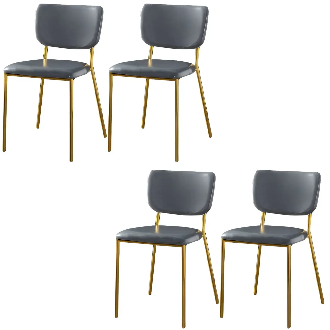 Glam Open Back Armless Stackable Faux Leather Dining Chair Image - 62