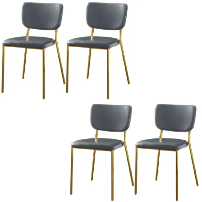 Glam Open Back Armless Stackable Faux Leather Dining Chair Image - 62