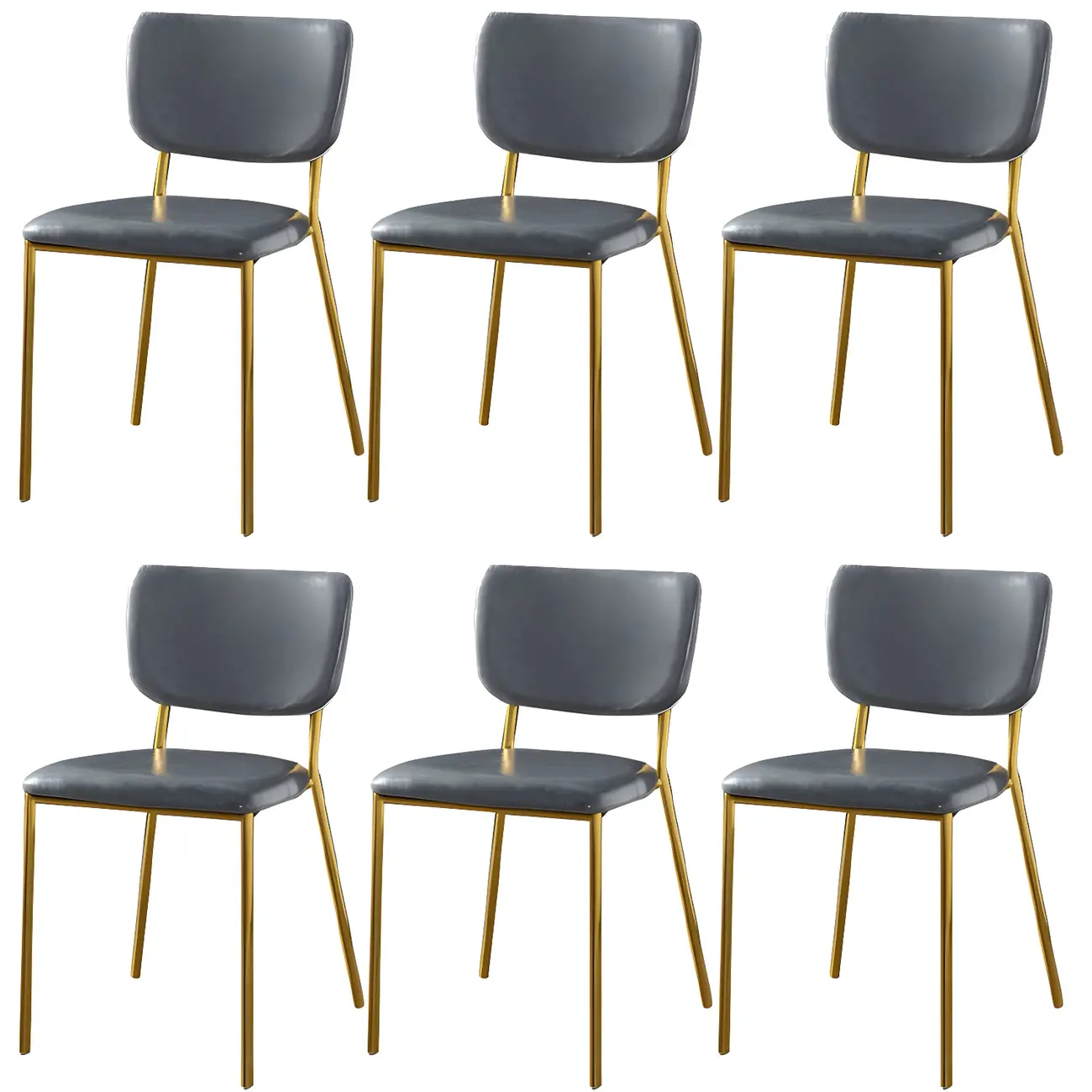 Glam Open Back Armless Stackable Faux Leather Dining Chair Image - 63 | homeyfad