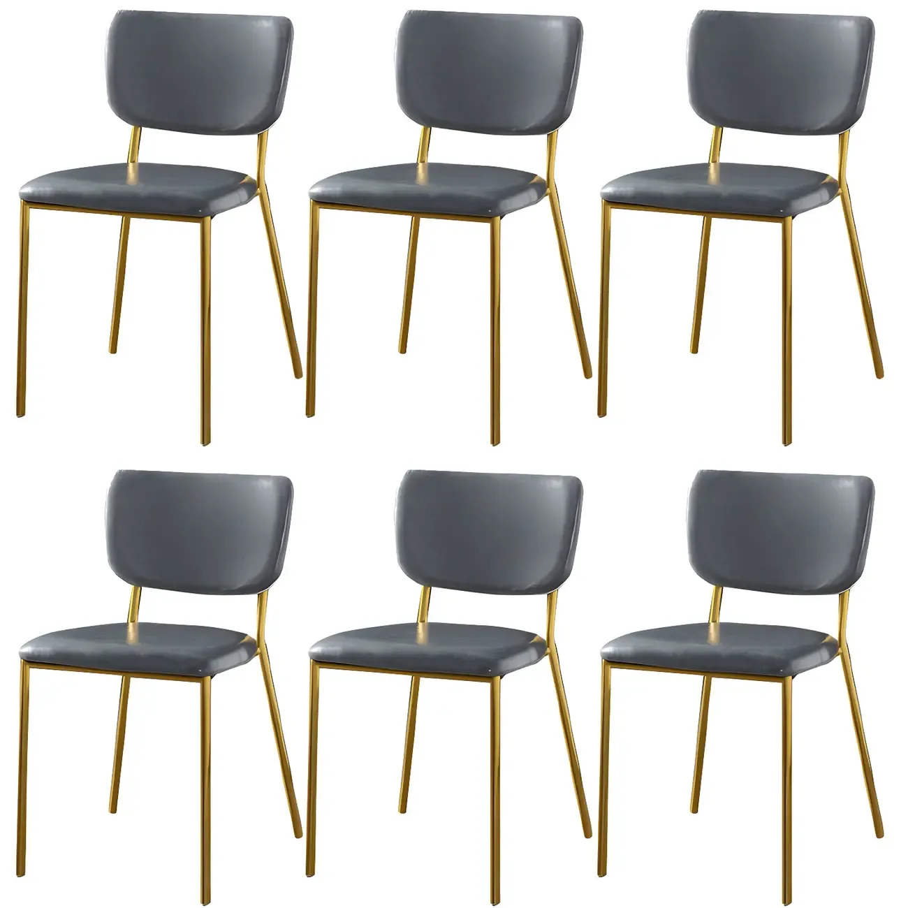 Glam Open Back Armless Stackable Faux Leather Dining Chair Image - 63