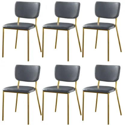 Glam Open Back Armless Stackable Faux Leather Dining Chair Image - 63